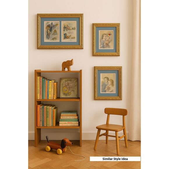 MCM Baby Angel Prints Gold Frame Set 3 Vintage Nursery Wall Art Decor - Picture 2 of 11